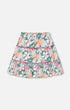 Long Crinkle Peasant Skirt Blue Printed Beach Hibiscus - F30J80_084
