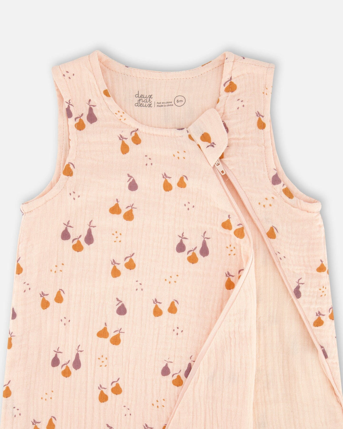 Printed Muslin Sleep Sack Peach With Pears