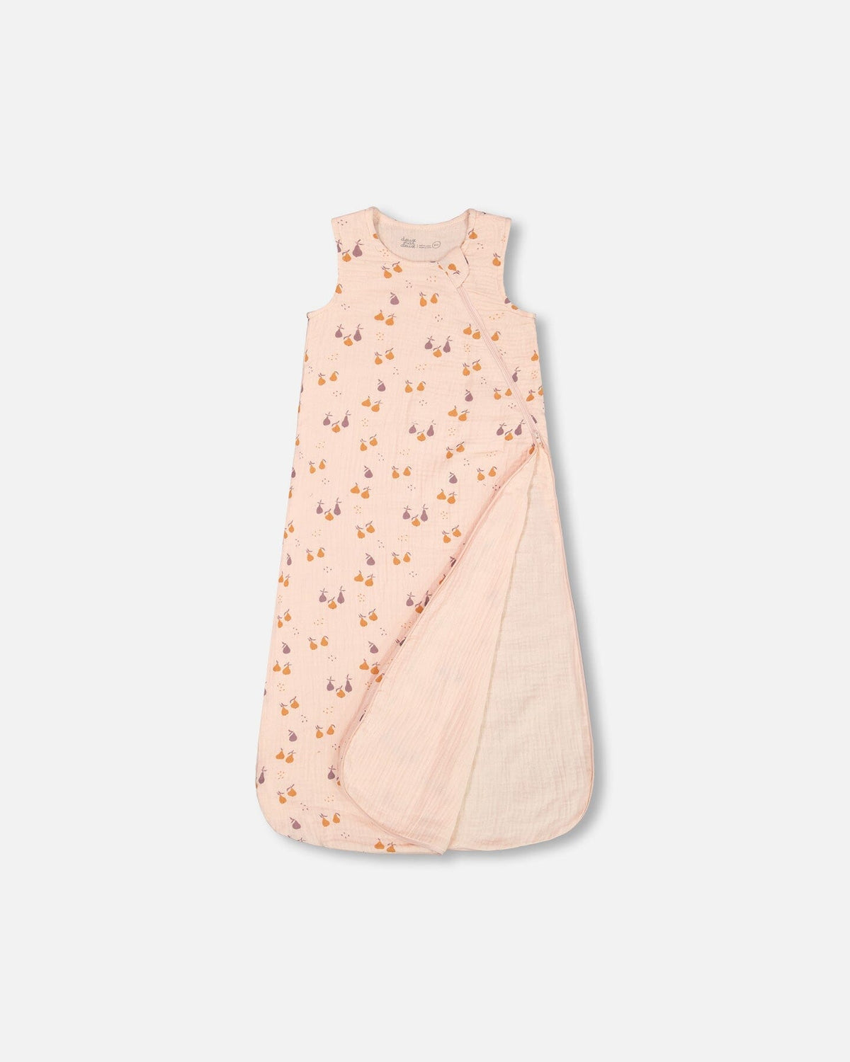 Printed Muslin Sleep Sack Peach With Pears