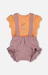 Printed Organic Cotton Onesie And Shortall Set Orange And Purple - G30B11_069