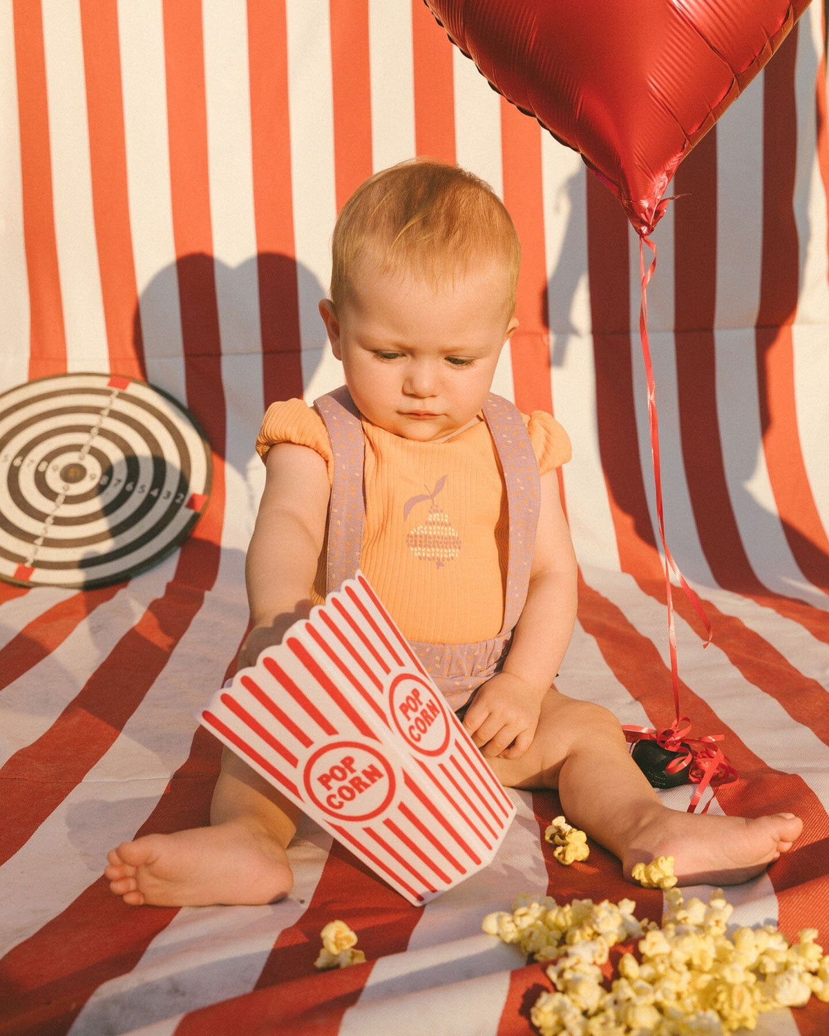 Printed Organic Cotton Onesie And Shortall Set Orange And Purple