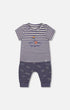 Organic Cotton Top And Muslin Pant Set Striped Navy - G30D10_066