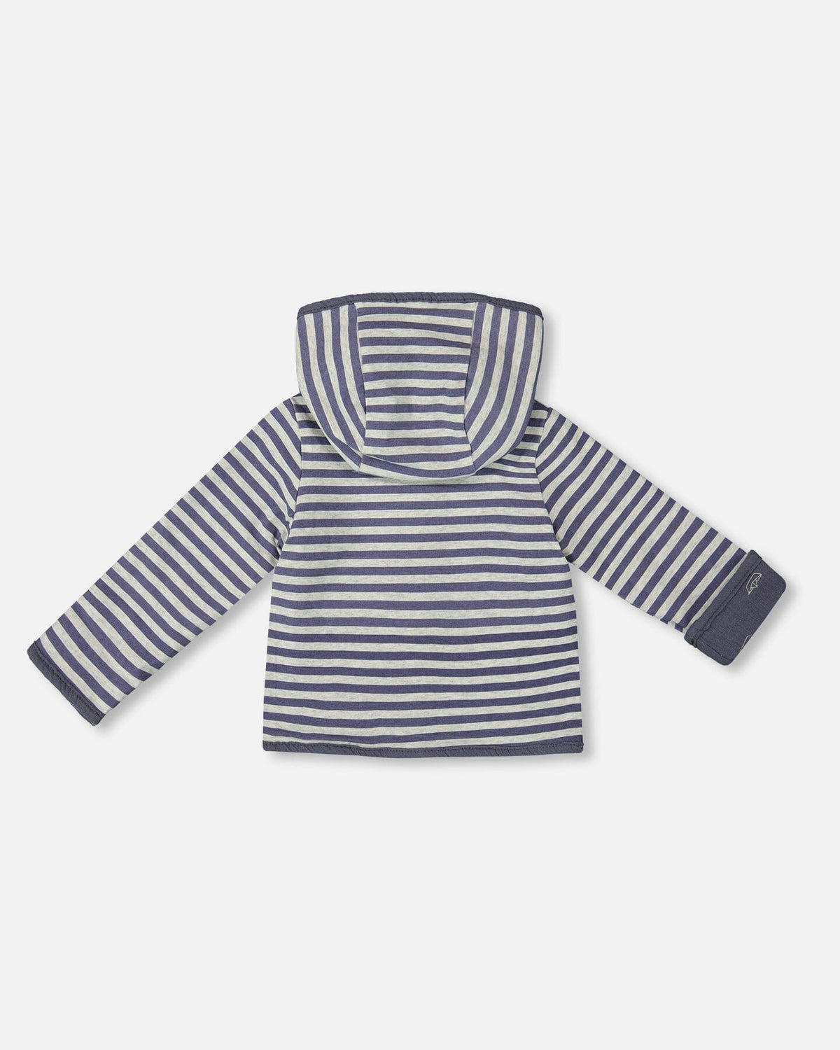 Reversible Organic Cotton Hooded Jacket Navy Striped Blue