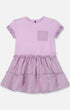 Bi-Material Dress With Ruffle Gingham Skirt Lilac And White - G30E88_544
