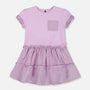 Bi-Material Dress With Ruffle Gingham Skirt Lilac And White - G30E88_544