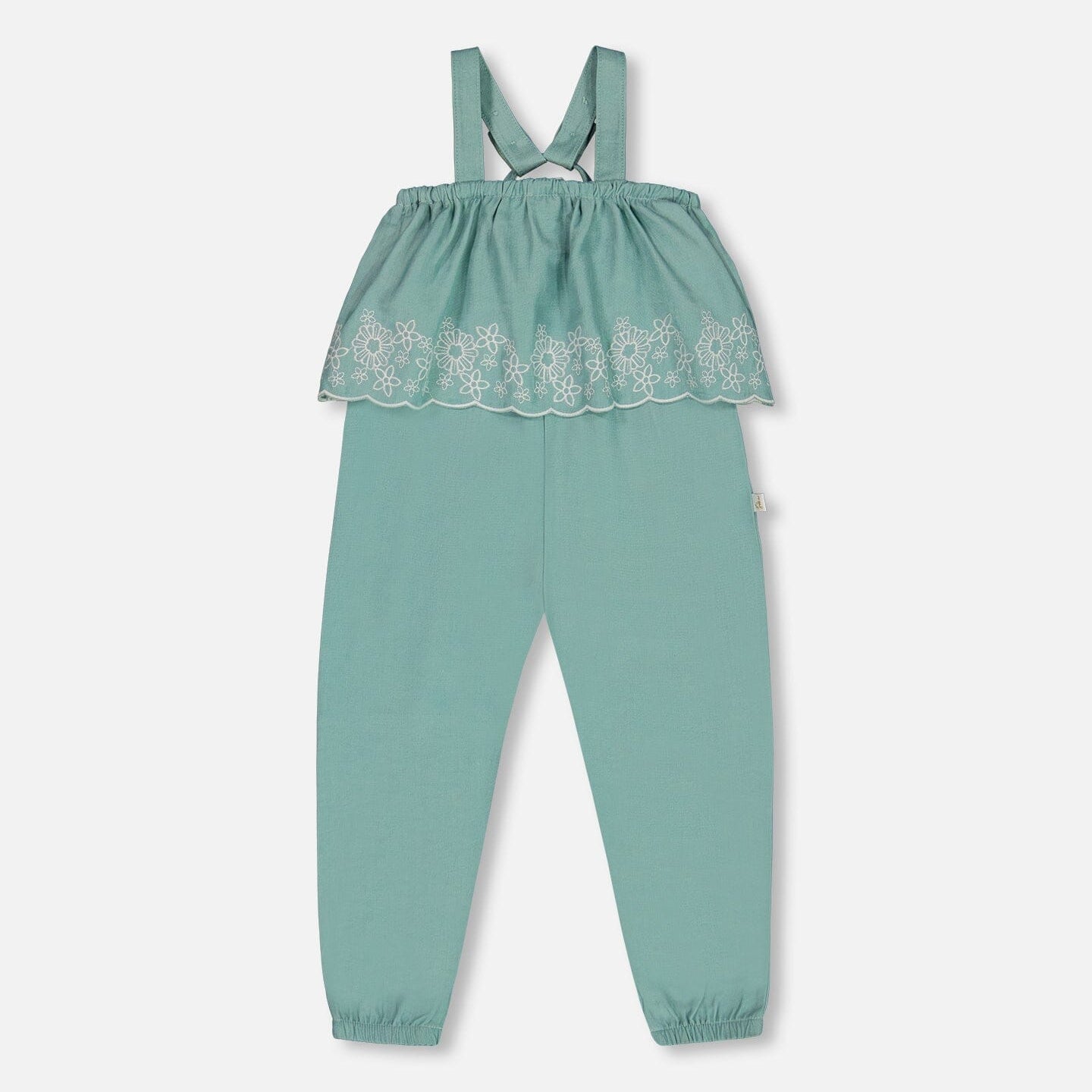 Chambray Jumpsuit With Embroidery Light Blue - G30F41_424