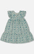 Printed Organic Cotton Dress Small Turquoise Flowers - G30F86_095