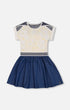 Bi-Material Organic Cotton And Chambray Dress White And Navy - G30G90_098