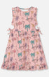 Printed Organic Cotton Dress With Cut Outs Palm Trees, Pink Flamingo, And Turquoise - G30H86_039