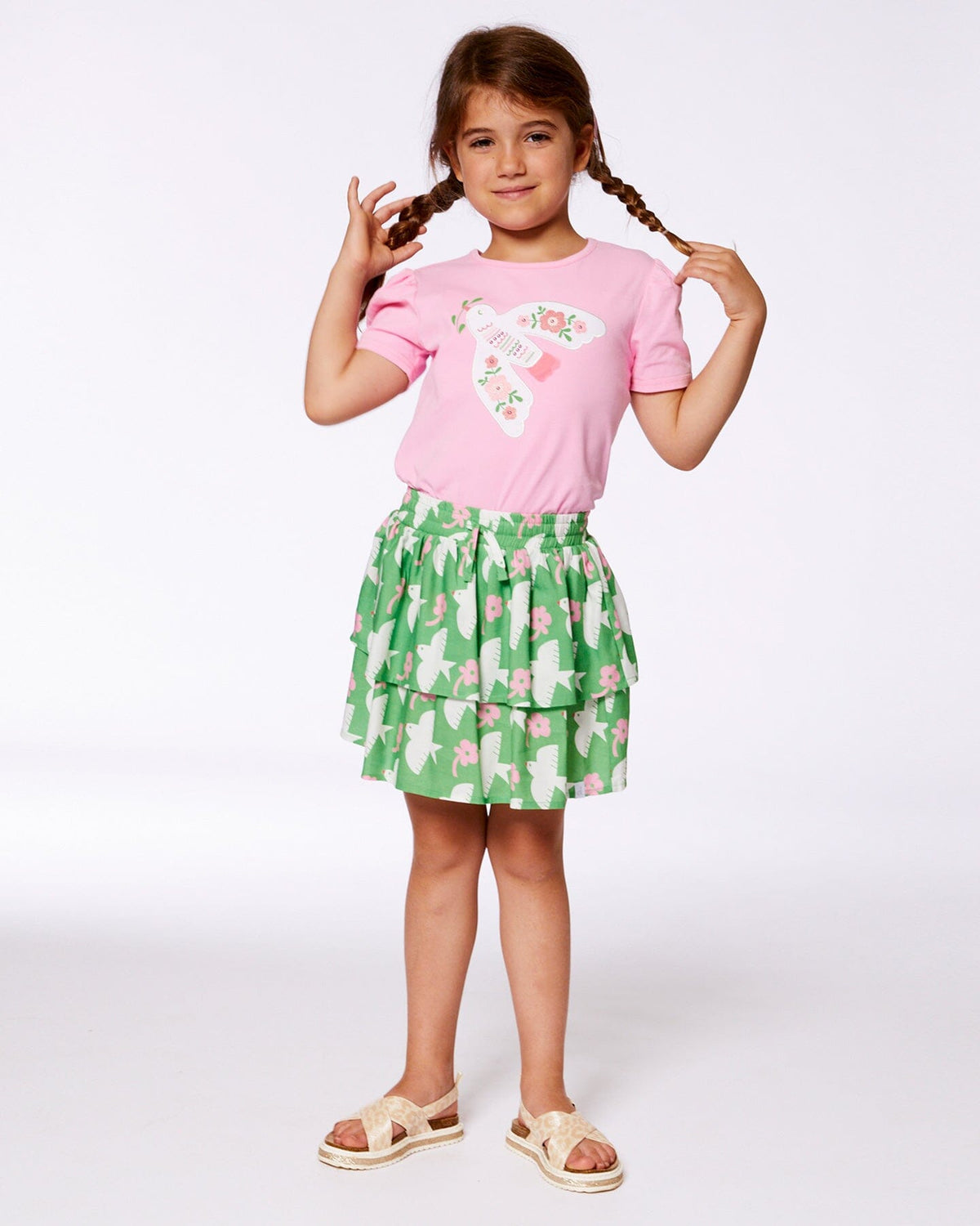 Organic Cotton Tee With Puff Sleeve Candy Pink