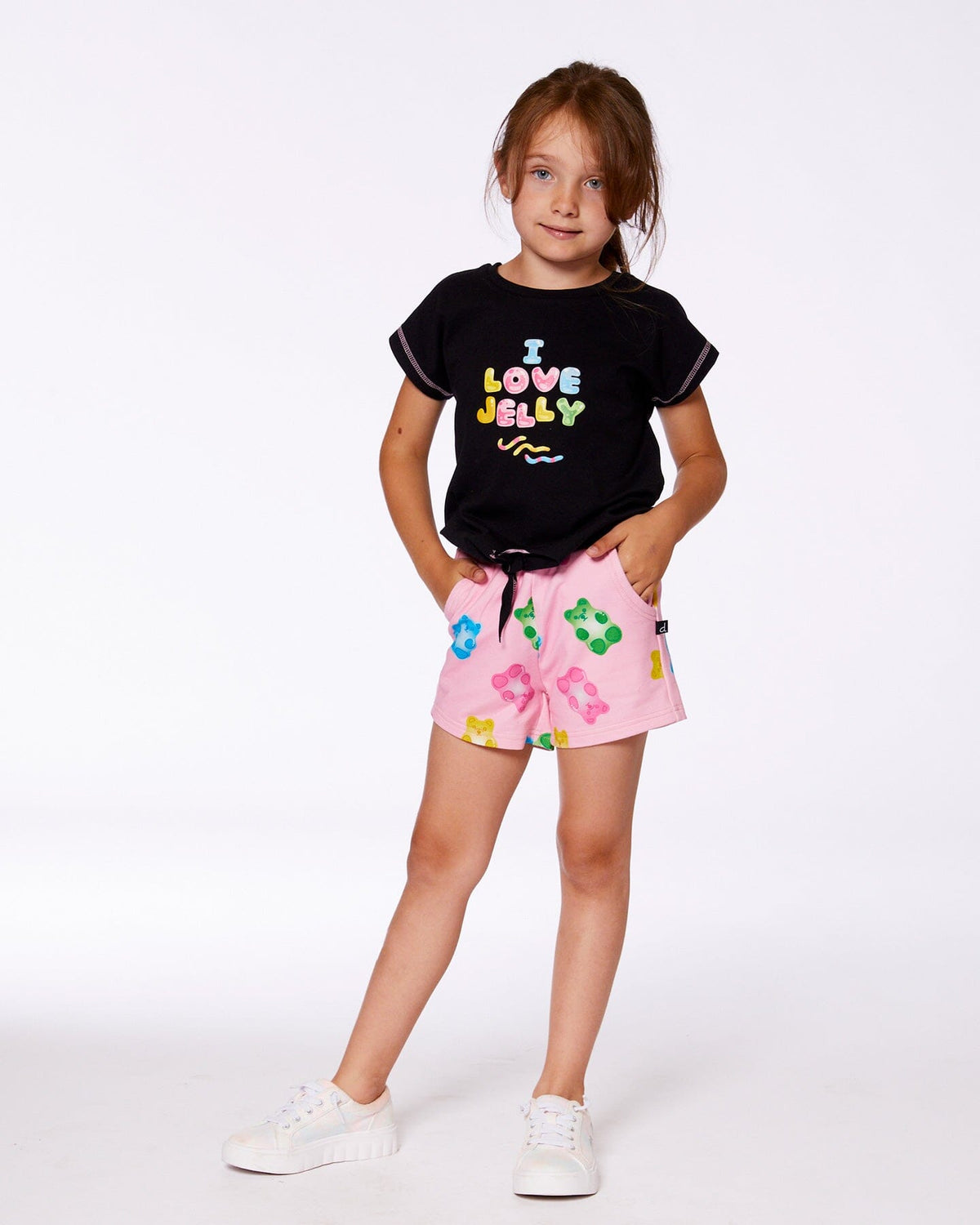 Printed French Terry Short Pink Multicolored Gummies