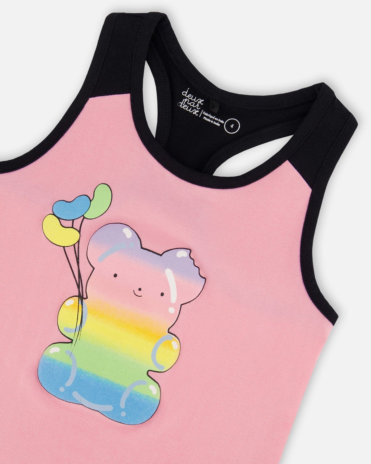 Organic Cotton Racerback Tank Top Candy Pink And Black