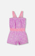 Printed Terry Cloth Romper Vibrant Pink And White - G30MG41_535