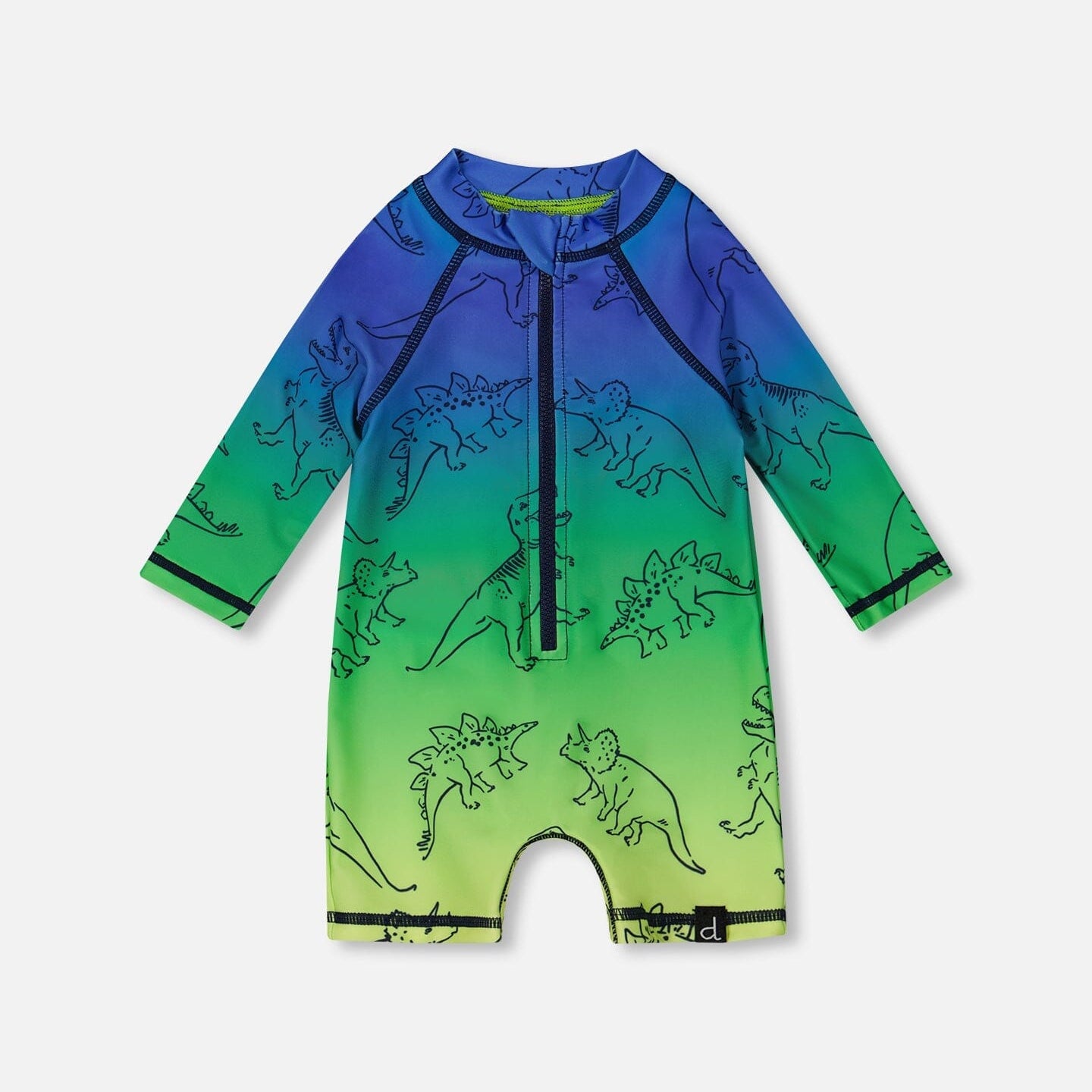 Printed Long Sleeve One-Piece Rashguard Vibrant Blue And Green Dino - G30NB15_000
