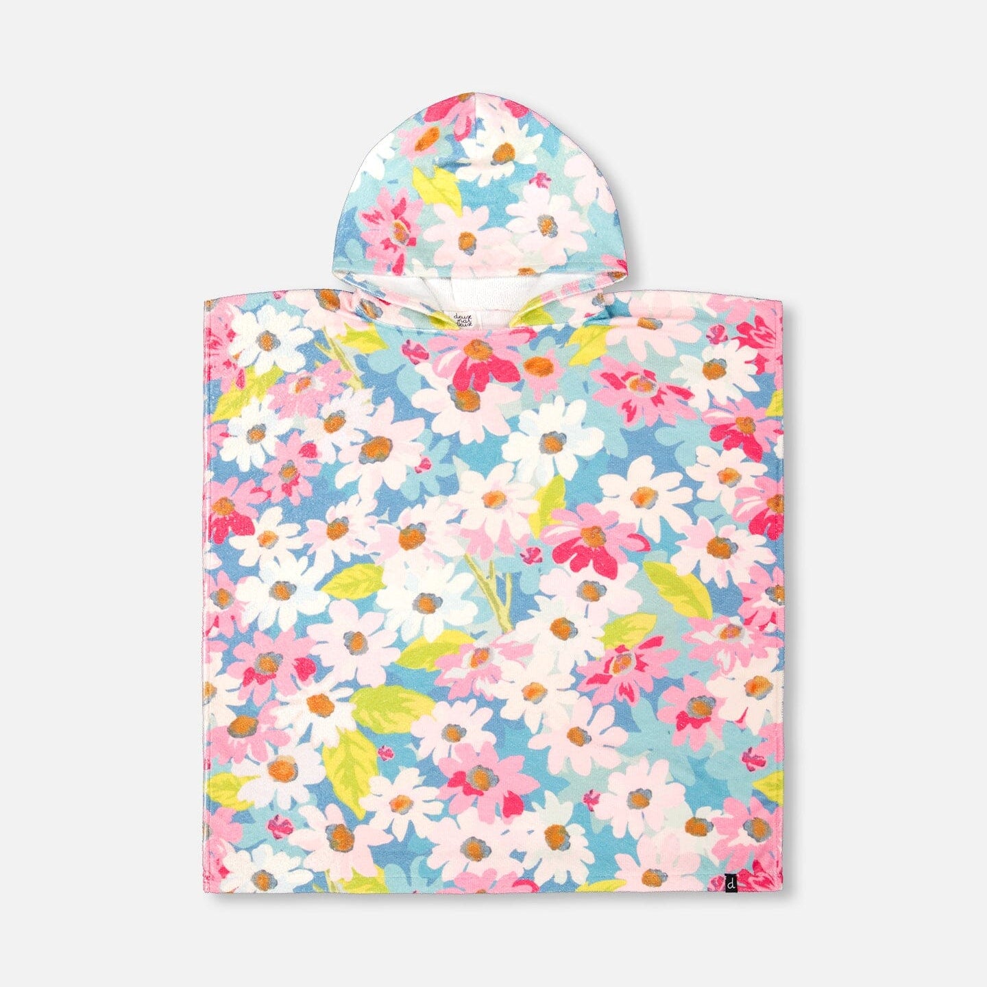 White Floral Print Beach Poncho