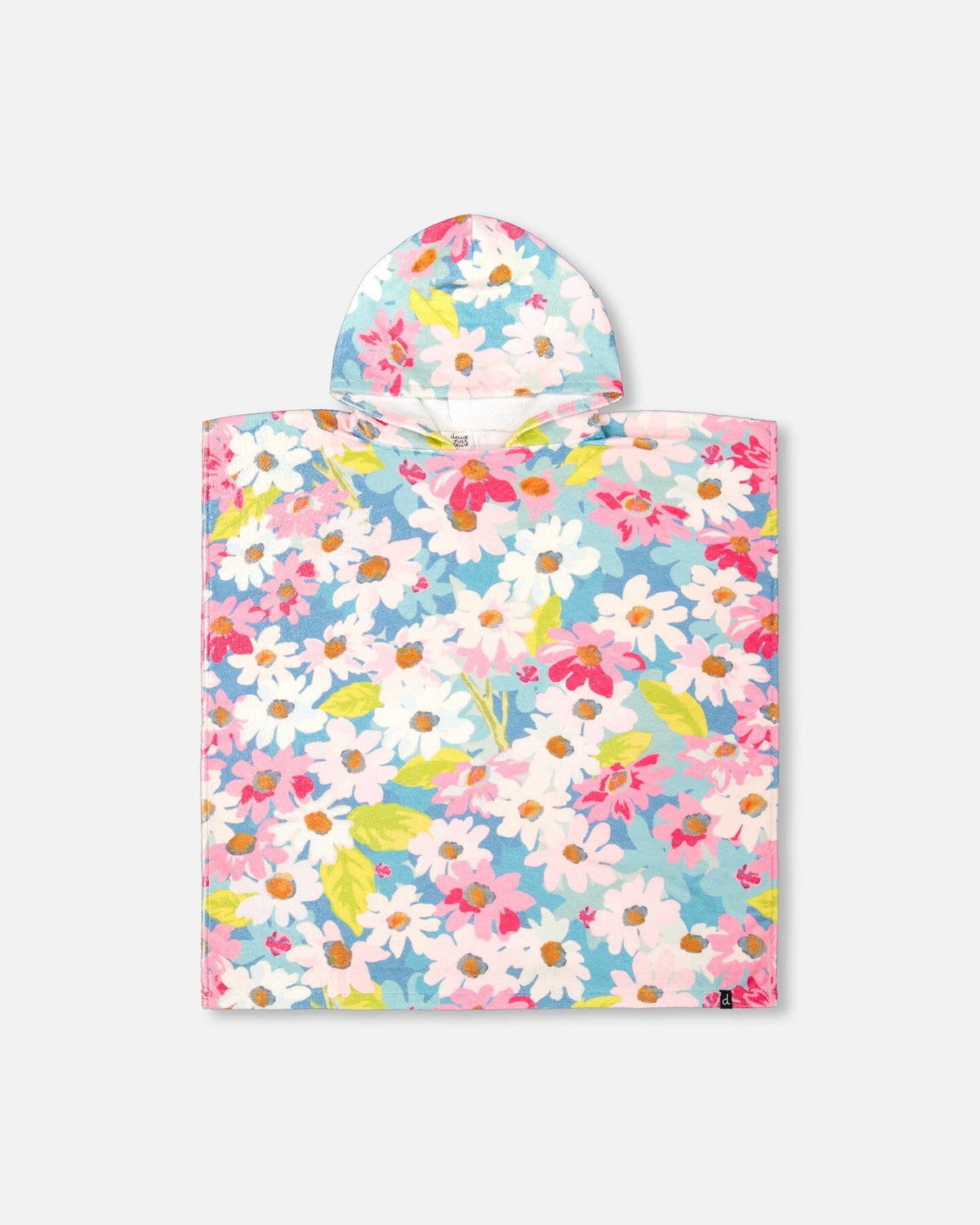 White Floral Print Beach Poncho