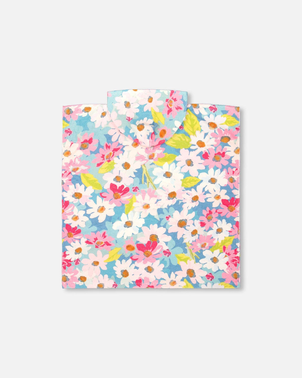 White Floral Print Beach Poncho