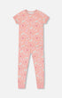 Organic Cotton Short Sleeve Top And Pant Pajama Set Pink And Blue Butterflies On Old Pink - G30PG13_030