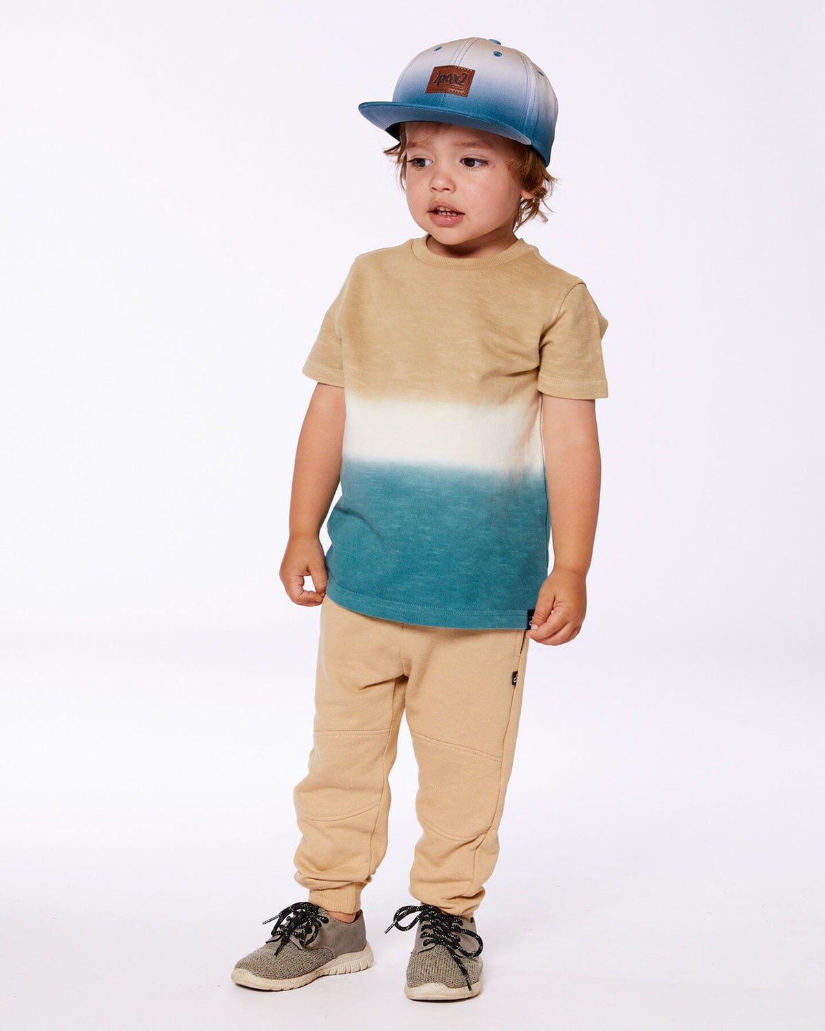 Short Sleeve Tee Gradient Beige And Teal