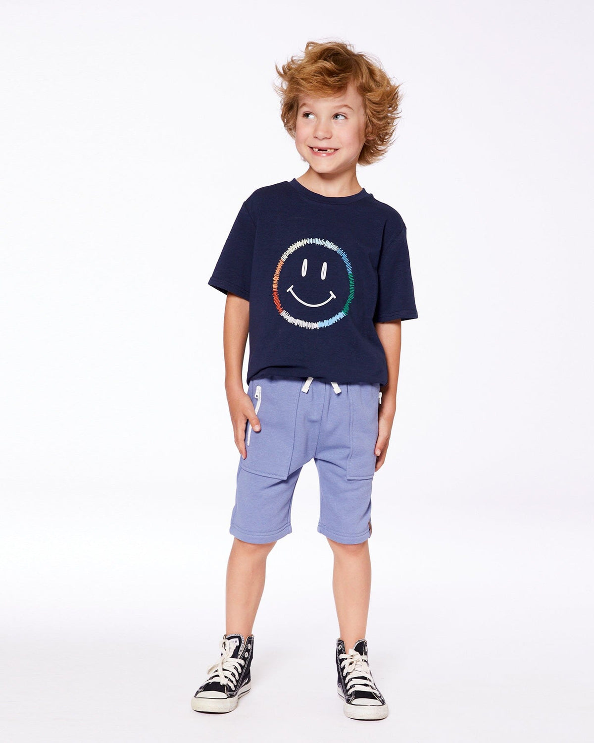 French Terry Zip Pocket Shorts Pale Mauve Blue
