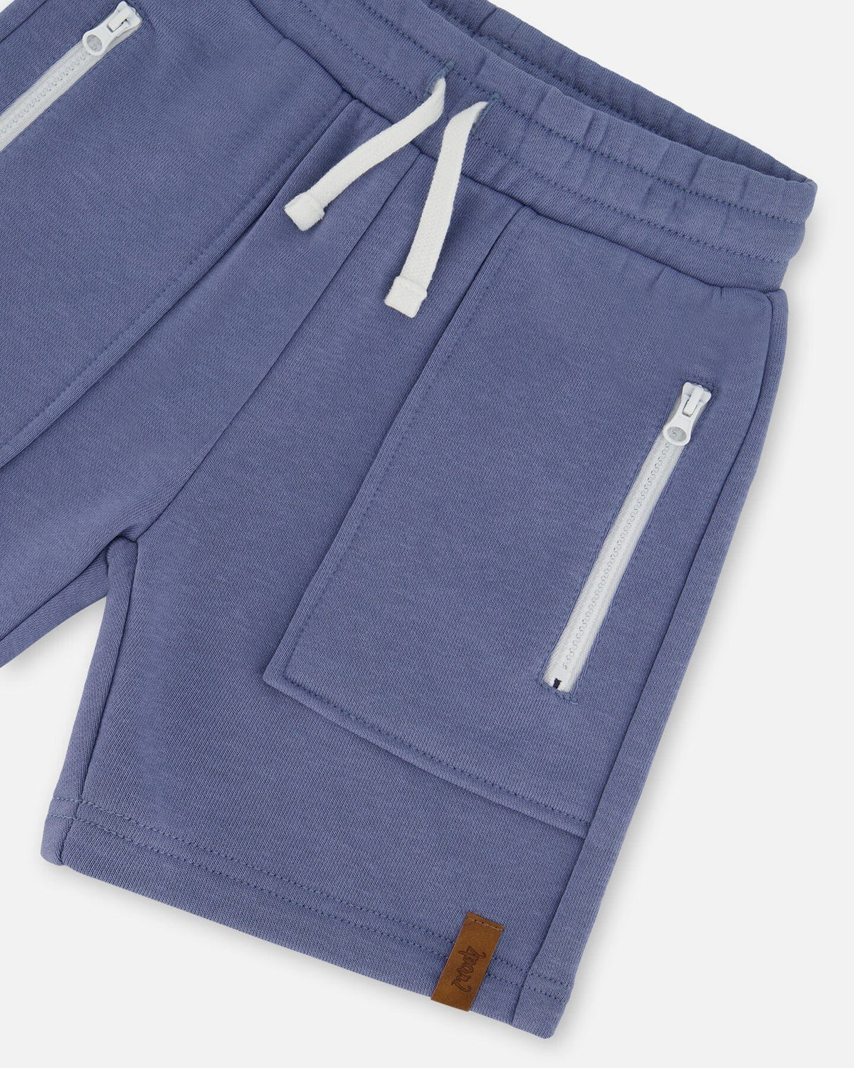 French Terry Zip Pocket Shorts Pale Mauve Blue