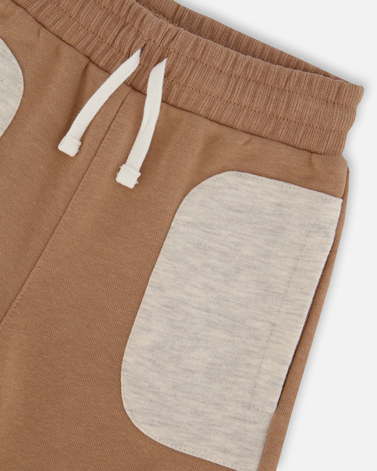 French Terry Short With Contrast Pockets Beige And Off-White