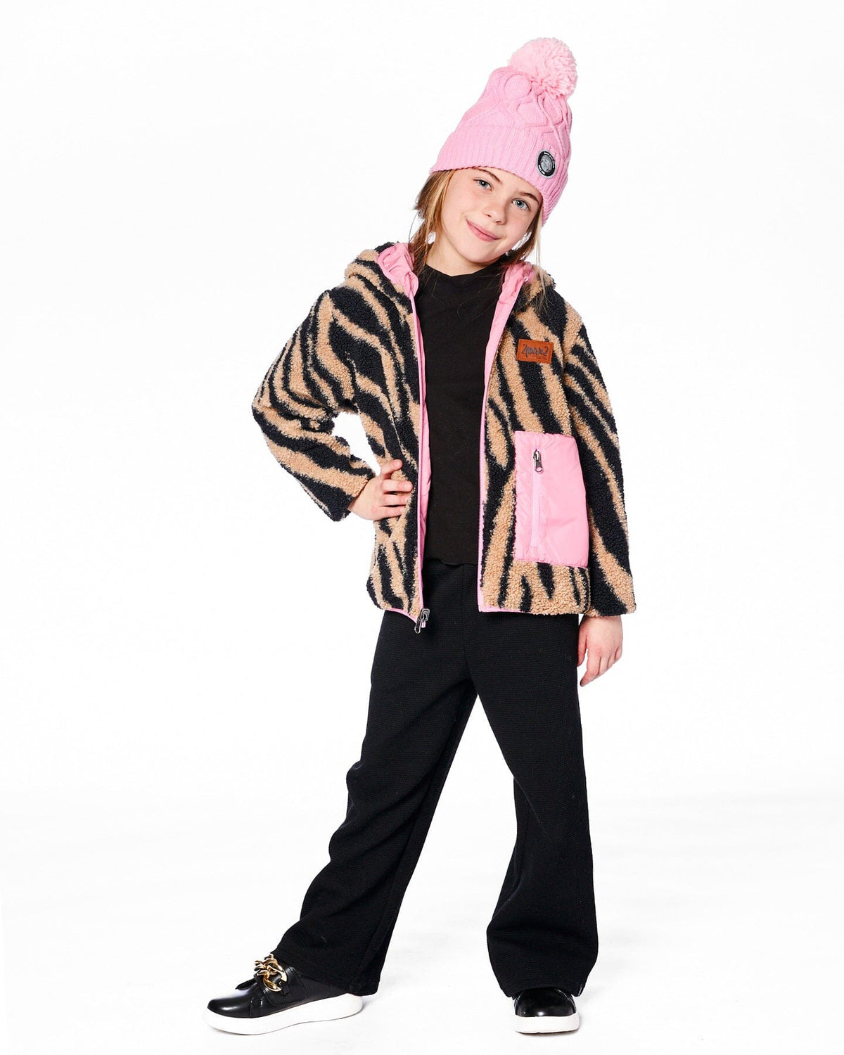 Reversible Mid-Season Sherpa Jacket Zebra