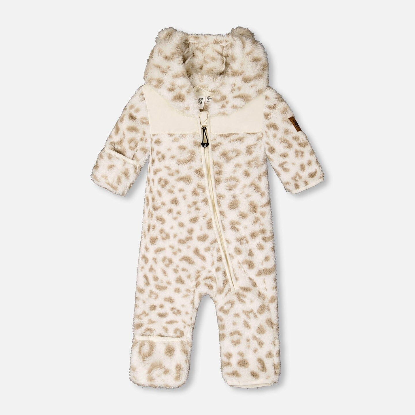 Baby Mid-Season Plush One Piece Outerwear Cream Leopard Print - H20W66_070