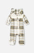 Baby Mid-Season Plush One Piece Outerwear Black And Beige Plaid - H20W66_071